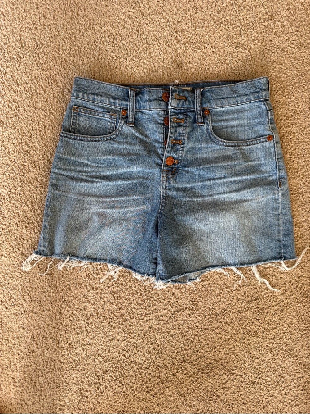 Madewell Light Blue High-Rise Button-Front Denim Shorts
